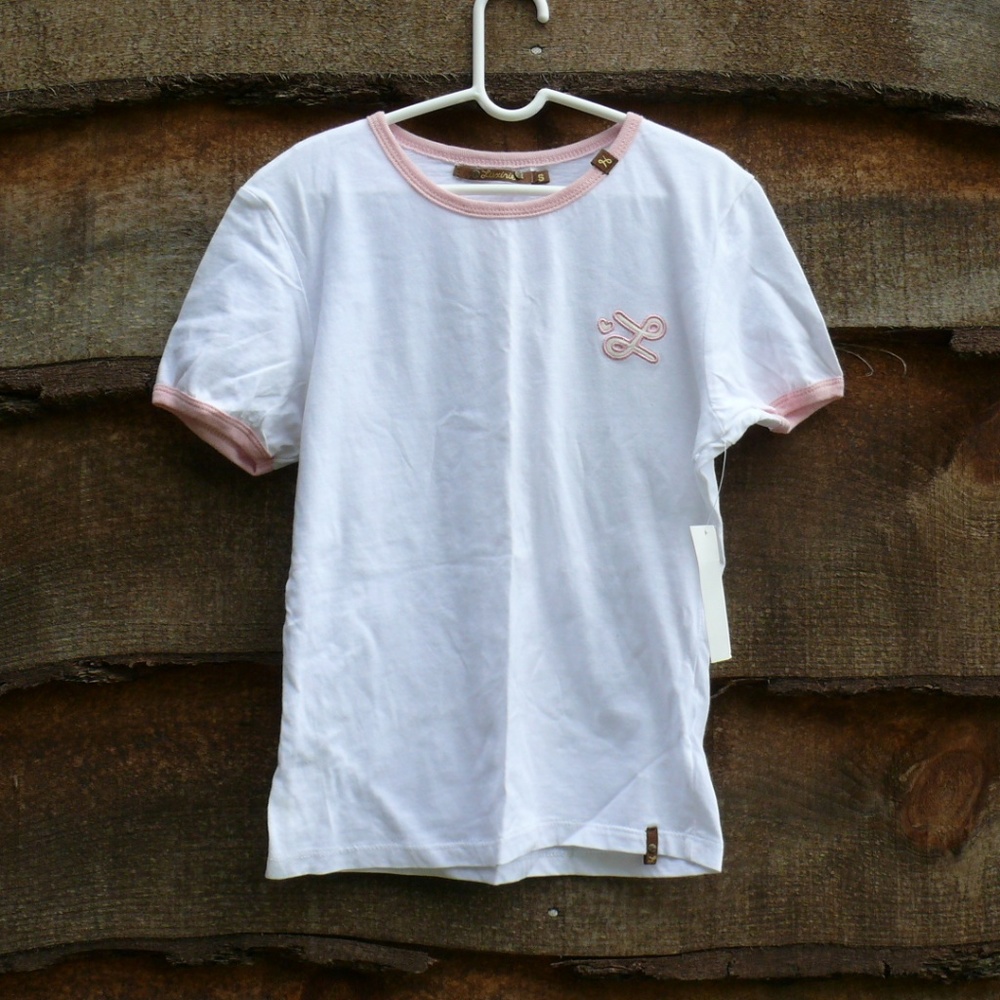 Labour of Love Jubilee Tee White and Pink Piping